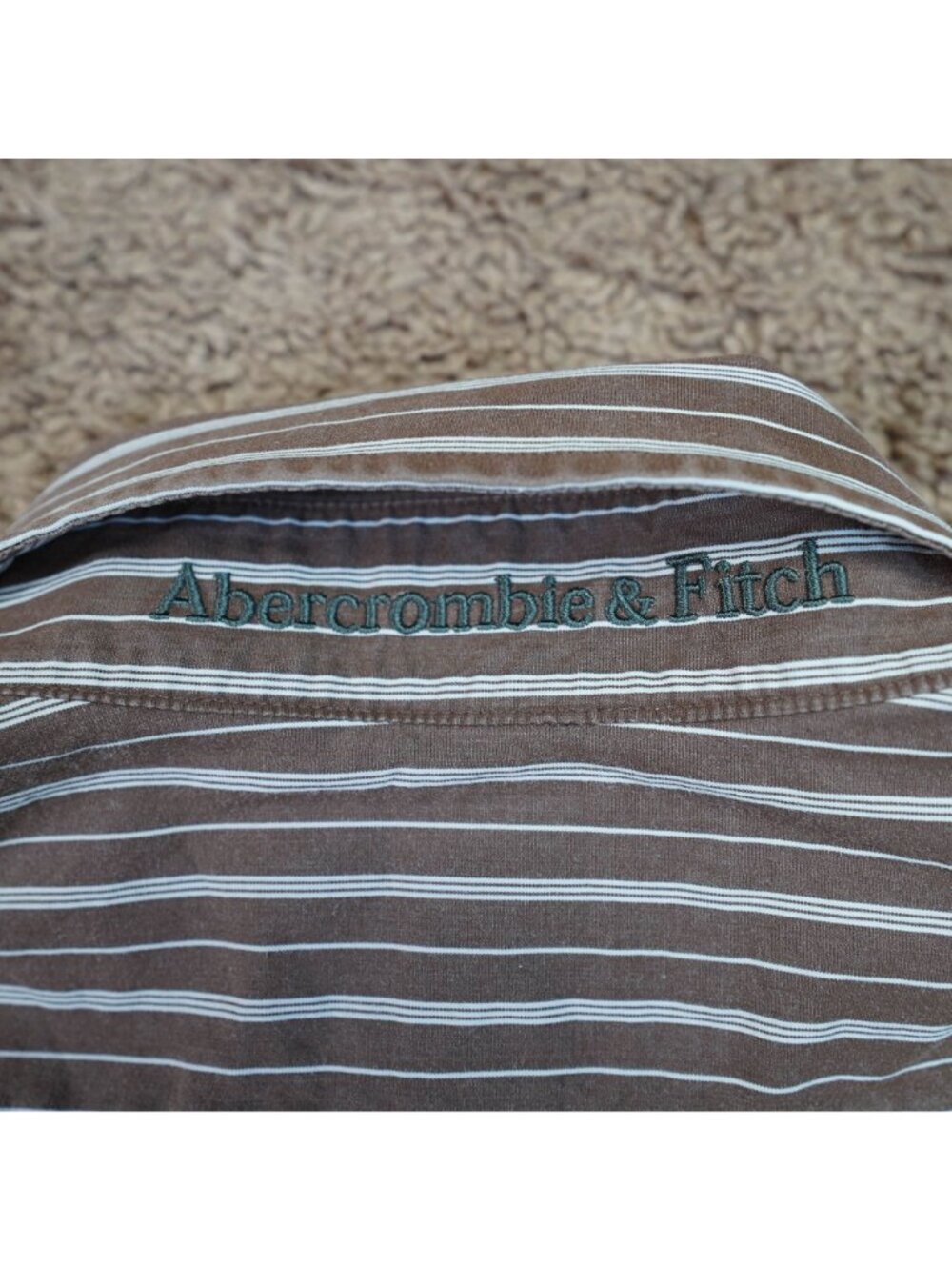 Abercrombie & Fitch Button Up Shirt Mens M Brown Muscle Fit Long Sleeve Cotton - Picture 10 of 10